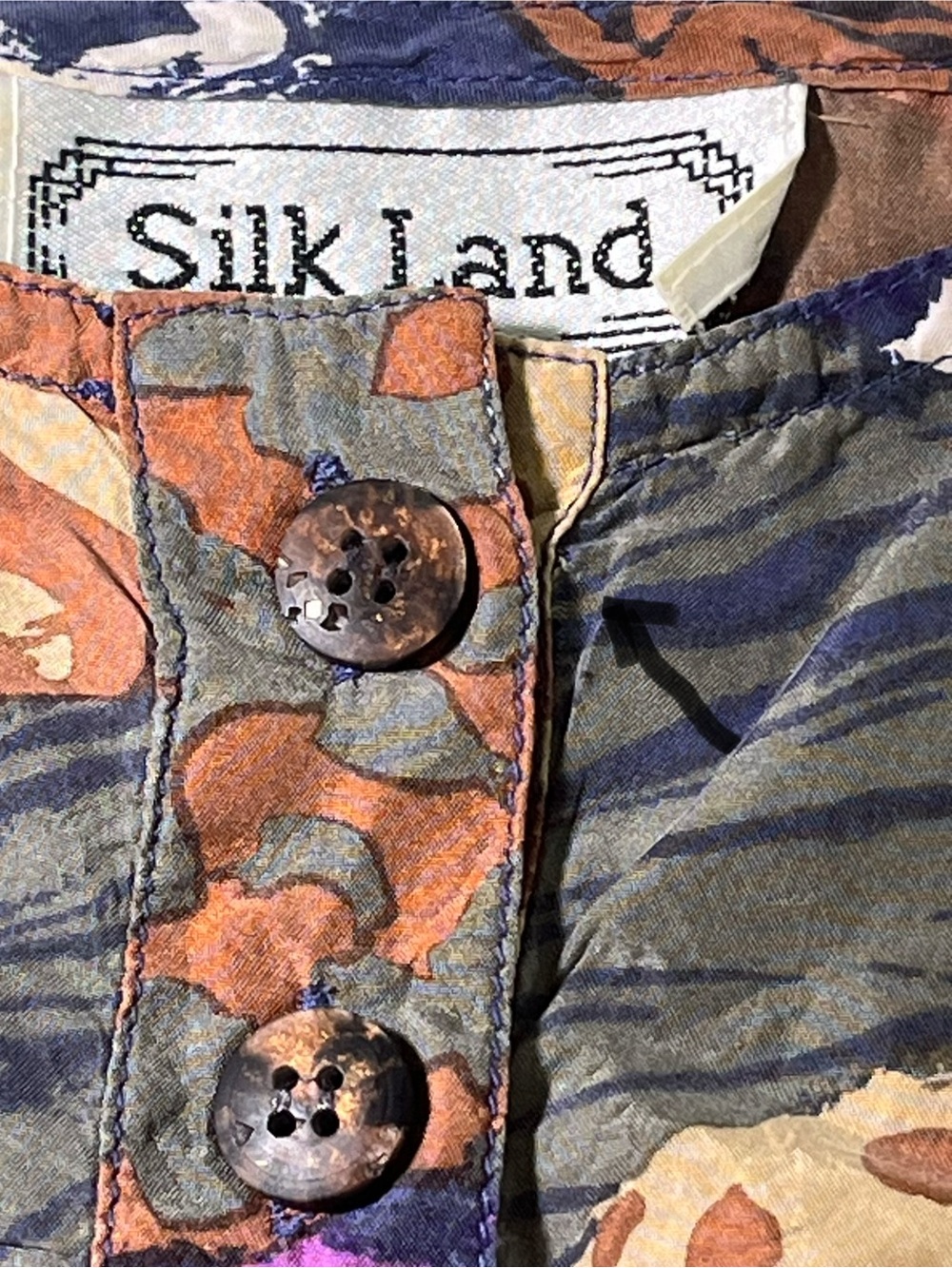 SilkLand Vintage 100% Pure Silk Women’s Patchwork Print Sleeveless Top Medium - Picture 8 of 9